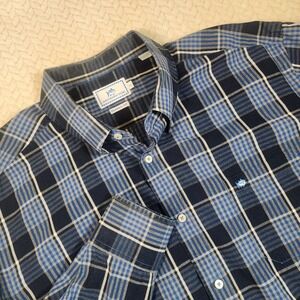 Southern Tide Classic Fit Plaid Button Down Shirt Mens XL Blue White